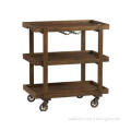 Espresso Wood Party / Bar Cart , Stemware / Wine Glass Hold